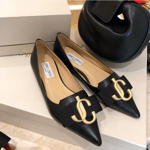 Jimmy Choo Love Flats Calf Leather With JC Emblem Black