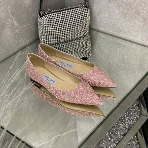 Jimmy Choo Love Flats Women Glitter Degrade Fabric Cherry