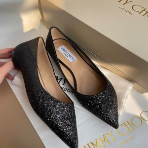 Jimmy Choo Romy Flats Women Glitter Fabric Black