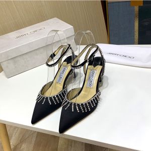 Jimmy Choo Saeda 85 Pumps Satin With Crystal Honey Chain Black