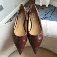 Jimmy Choo Love Flats Crocodile Embossed Leather Brown