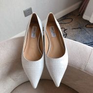 Jimmy Choo Love Flats Crocodile Embossed Leather White