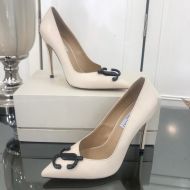 Jimmy Choo Love 100 Pumps Leather With JC Emblem Beige