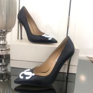 Jimmy Choo Love 100 Pumps Leather With JC Emblem Black