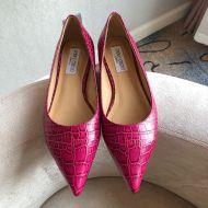 Jimmy Choo Love Flats Crocodile Embossed Leather Rose