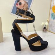 Jimmy Choo Gaia 115 Platform Sandals Satin Black