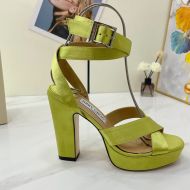 Jimmy Choo Gaia 115 Platform Sandals Satin Lemon