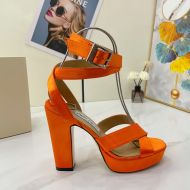 Jimmy Choo Gaia 115 Platform Sandals Satin Orange