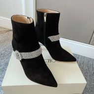 Jimmy Choo Kaza 85 Ankle Booties Suede With Crystal Strap Black