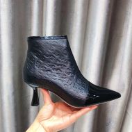 Jimmy Choo Kix Z 65 Ankle Booties Patent And JC Monogram Leather Black