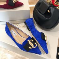 Jimmy Choo Love Flats Suede With JC Emblem Blue