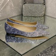 Jimmy Choo Love Flats Women Glitter Degrade Fabric Blue/Grey