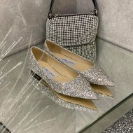 Jimmy Choo Love Flats Women Glitter Degrade Fabric Grey