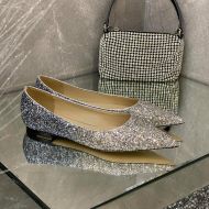 Jimmy Choo Love Flats Women Glitter Degrade Fabric Grey/Silver