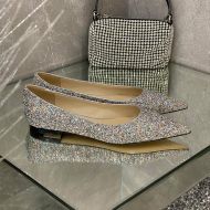 Jimmy Choo Love Flats Women Glitter Degrade Fabric Silver/Blue