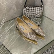 Jimmy Choo Love Flats Women Glitter Degrade Fabric Taupe