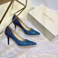 Jimmy Choo Love Pumps Glitter Degrade Fabric Blue