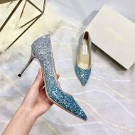 Jimmy Choo Love Pumps Glitter Degrade Fabric Blue/Silver