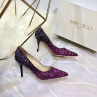 Jimmy Choo Love Pumps Glitter Degrade Fabric Purple/Black