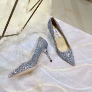 Jimmy Choo Love Pumps Glitter Degrade Fabric Silver