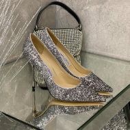 Jimmy Choo Love Pumps Women Glitter Degrade Fabric Silver/Grey