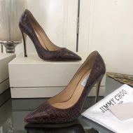 Jimmy Choo Love 100 Pumps Crocodile Embossed Leather Coffee