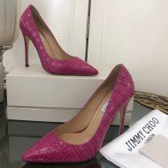 Jimmy Choo Love 100 Pumps Crocodile Embossed Leather Rose