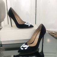 Jimmy Choo Love 100 Pumps Suede With White JC Emblem Black