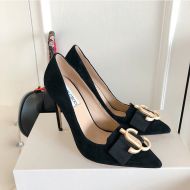 Jimmy Choo Love 100 Pumps Suede With JC Emblem Black