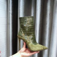 Jimmy Choo Mavie 105 Booties Suede And Crocodile Embossed Leather Green