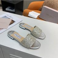 Jimmy Choo Minea Slides Glitter Fabric Gold