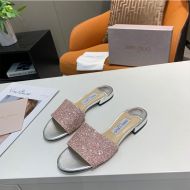 Jimmy Choo Minea Slides Glitter Fabric Pink