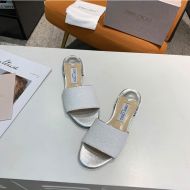 Jimmy Choo Minea Slides Glitter Fabric White