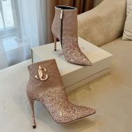 Jimmy Choo Minori 105 Ankle Booties Glitter Degrade With JC Emblem Pink