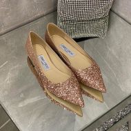 Jimmy Choo Romy Flats Women Glitter Fabric Rose Gold