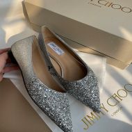 Jimmy Choo Romy Flats Women Glitter Fabric Silver