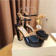 Jimmy Choo Sacaria 105 Sandals Patent Leather Black